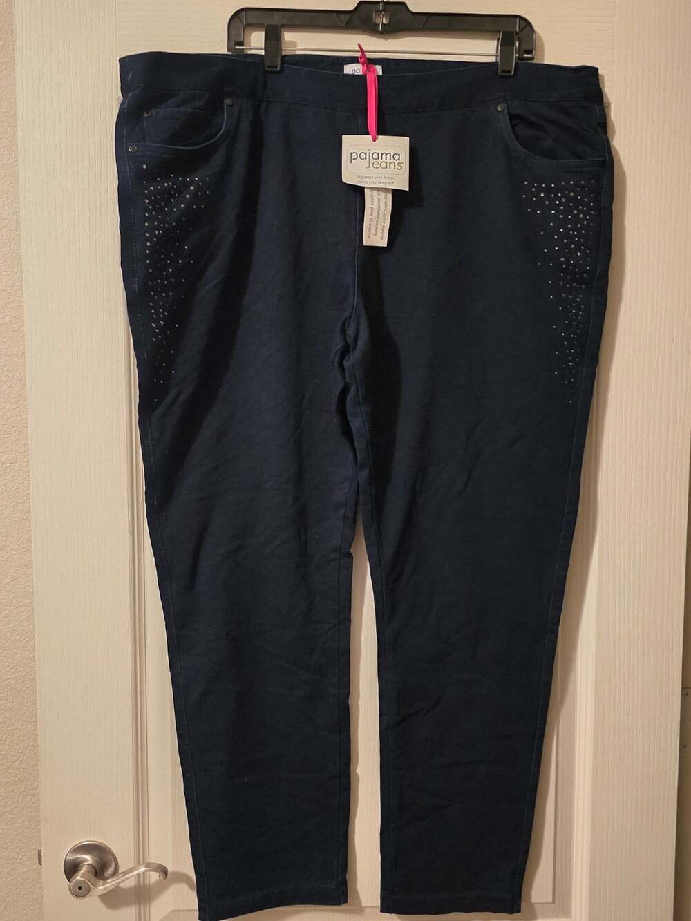NWT Pajama Jeans Dark Blue Rhinestone Leg Jeans Size 2X